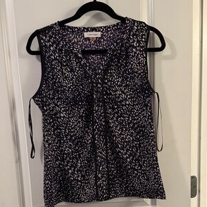 Calvin Klein Women's Black, Purple, & White Patterned Blouse